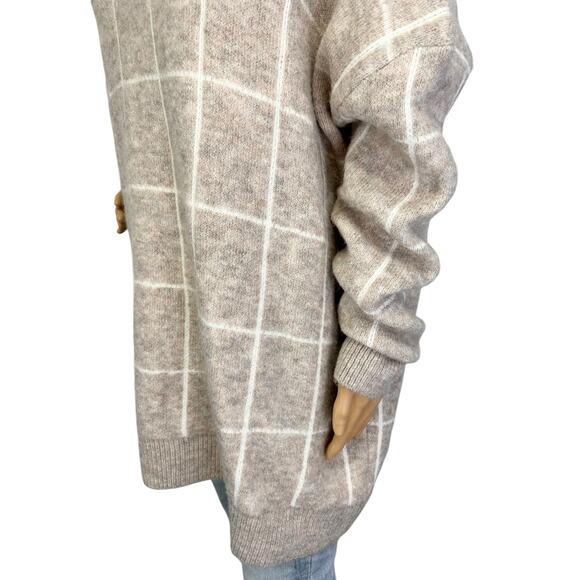 NWT Entro Window Pane Cowl Neck Sweater Beige Cozy Plus Size 1X - Picture 8 of 10